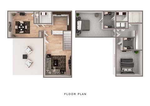 Floor plan for 2 beds, 1.5 baths, 1186 sqft